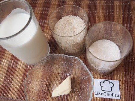 Ингедиенты для рисовой каши на молоке